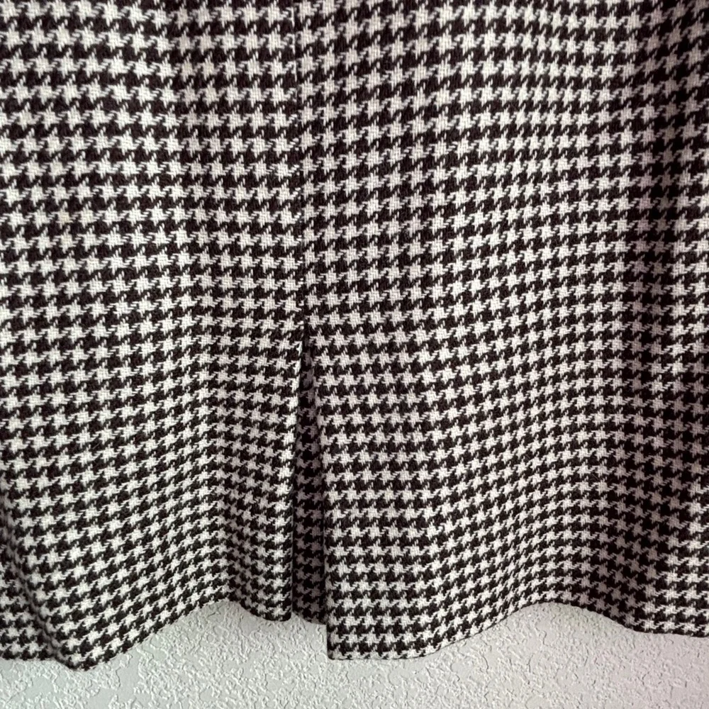 Vintage Valentino Brown Cream Houndstooth Skirt & Bomber Sweater Set 46 M L